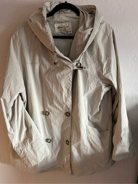 Eddie Bauer Light Beige Hooded Trench Coat